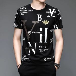 European Mens Short-sleeved T-shirt Mens Korean Version Trend Middle-aged and Young Mens Large Size Summer Fashion Breathable Casual Top Men