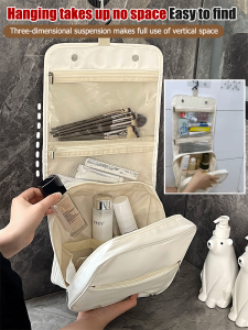 Folding Toiletry Bag High Temperature Resistance Dustproof Pearl Wash Bag Non-slip Adjustable Size