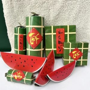 Mô hình bánh chưng bánh tét dưa hấu tự gấp bằng bìa cứng TTNTSS146