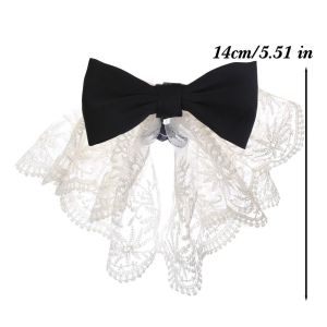 Lace Bow Hair Clip Black Satin Ribbon Hair Barrette French Retro Lace Hair Holder Clip Grab Clip Ponytail Hair Accessories
