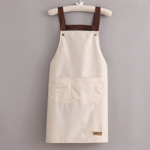 Mishilei Cooking Apron Kitchen Apron Hanging Neck Waterproof and Oil Resistant Large Pocket Restaurant Workwear