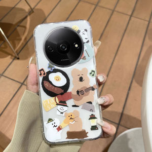 Phone Case Redmi A3 13C 12 12C 10C 10 2022 5G 10A A2 A1 beautiful lovely campfire bear Pattern Transparent Shockproof Soft Rubber Casing Redmi A3 13c Classic Phone Casing Cover