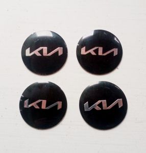 logo ốp mâm  lazang xe ô tô chất liệu nhôm mạ carbon  logo nổi sáng bóng không tì vết  [  kia ]