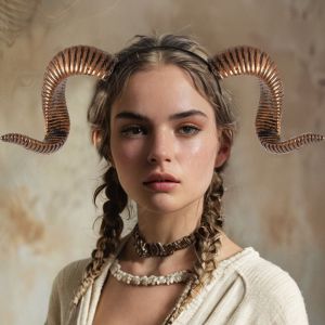 YOUSHI TOP Thực tế Vòng tóc sừng dê Có thể tháo rời Vẻ đẹp Đồ đội đầu Halloween Phụ kiện trang phục Halloween Hài hước Mũ đội đầu nhập vai Lễ hội