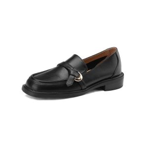 Lefu shoes square head flat bottom fashion professional womens shoes 35-40 size Casual Flat Shoes