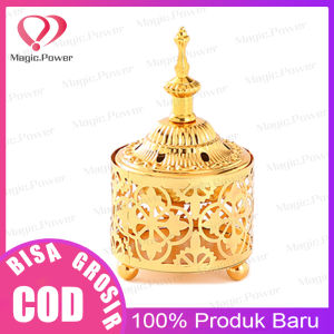 Tempat Bakar Dupa mabkharah Bulat Bahan Logam Warna Emas Arab
