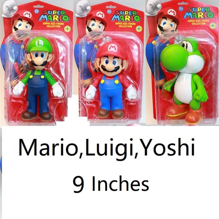 Super Mario Brothers Mario Luigi Yoshi 9 Inches Action Figures