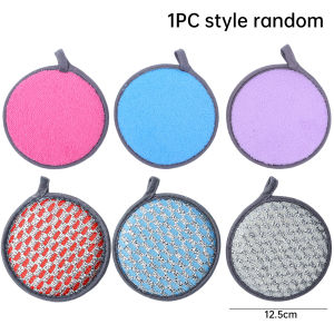 กระดาษทำความสะอาดเบ็ดตกปลาเรืองแสงฟองน้ำด้านข้างสองชั้นอเนกประสงค์3ชิ้นใช้ซ้ำได้หม้อล้างจานสายเงินแผ่นขัดถูอุปกรณ์ทำความสะอาดครัวในบ้าน