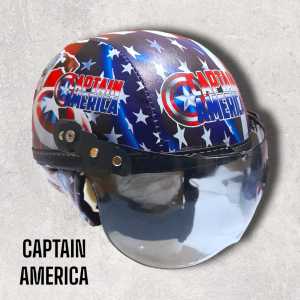 Helm Anak Retro Full Face Motif Captain America - Ukuran S/M/L