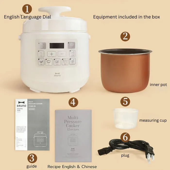 Bruno Multi Pressure Cooker | Model: BOE058-IV-ACE | Ivory | ✦SG