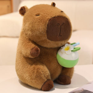 JOJO CASTLE Kawaii Capybara Plush Summer Animals With Stretchable Ice Cream Shake Coconut Cute Capibara Fluffty Kid Gift Back to School Anime Gift