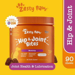 Zesty Paws Hip & Joint Mobility Bites For Dogs - Bacon Flavor (90 Soft Chews)(EXP:10 2027)