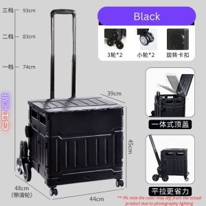 Folding Shopping Trolley on 8 Wheels Collapsible Trolley with Lid Aluminium Lightweight Shopping Cart with Handle