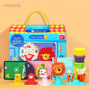 Jarmelo(Joan Miro)เซตแป้งโดว์ร้านตัดผมอุปกรณ์ Super Soft Dough Playset- Barber Shop Non-Toxic Dough with Barber Themed Tools.Educational Toy for Kids