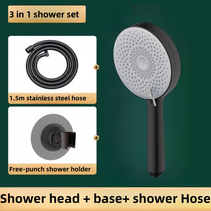 3 in 1 Shower Head Set shower with No -punching Holder 4-speed ...