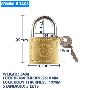 30mm - 60mm Hammer Padlock Heavy-Duty Padlock Safety Anti-Theft Lock Head Impact Resistant Key Lock