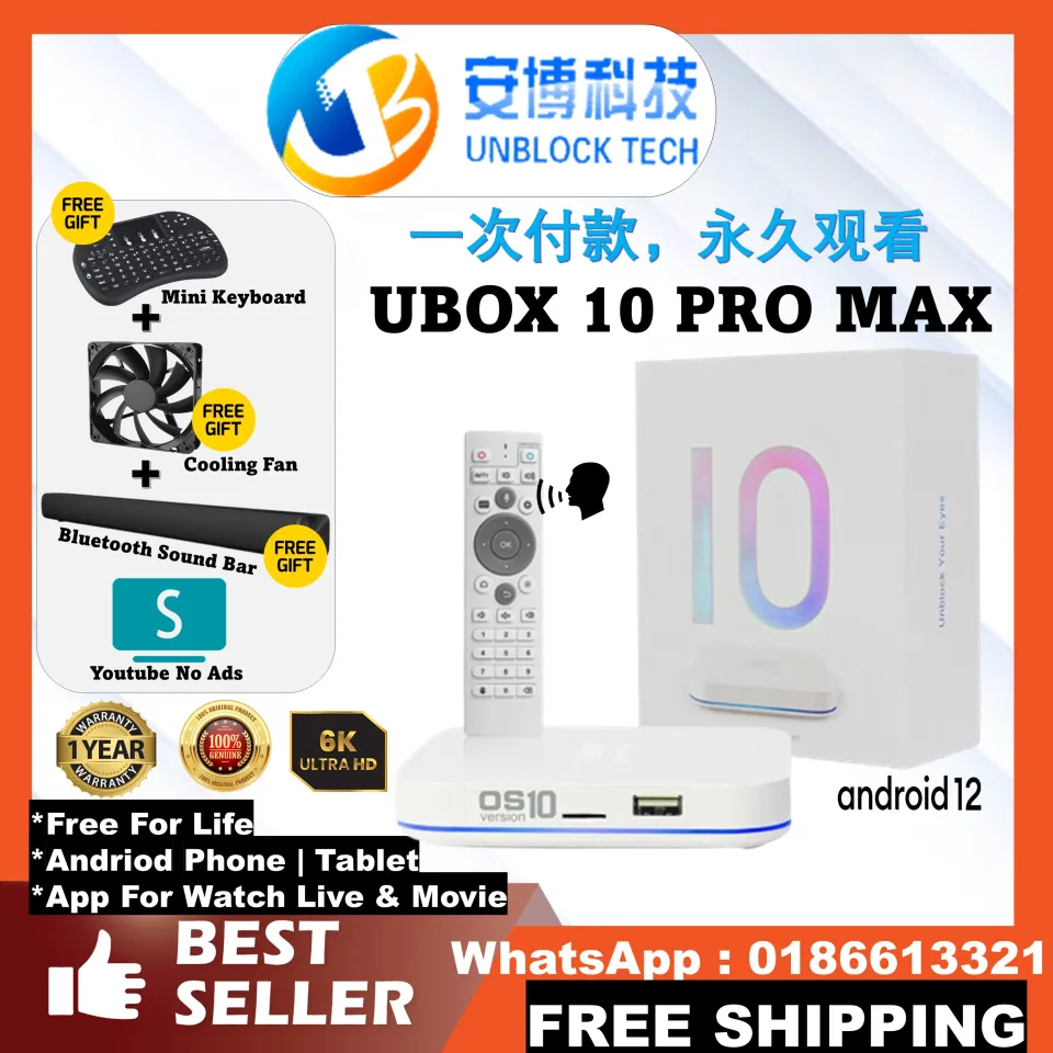 Unblock Tech Ubox 10 PRO Max 4GB RAM + 64GB ROM Android 12 Tv Box