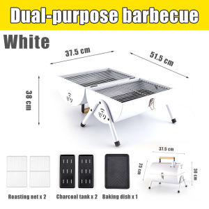 Portable Charcoal Grill Grill Outdoor Grill Cooking Grill Grill with Chimney Smoker Grillr Double sided barbecue grill