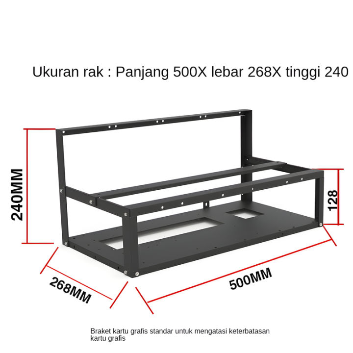 Mining Rig Rack Case Rangka Terbuka Mining 68 GPU Kompatibel ATX Dukungan SSDHDD Hitam Matte