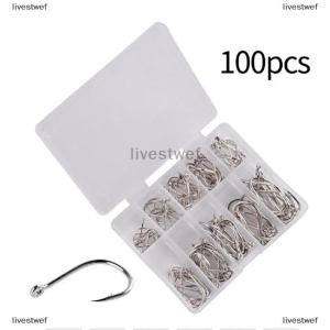 [COD] livestwef 100pcs box Fishing Hooks Carbon Steel Single Circle Fishhook Fishing Accessories
