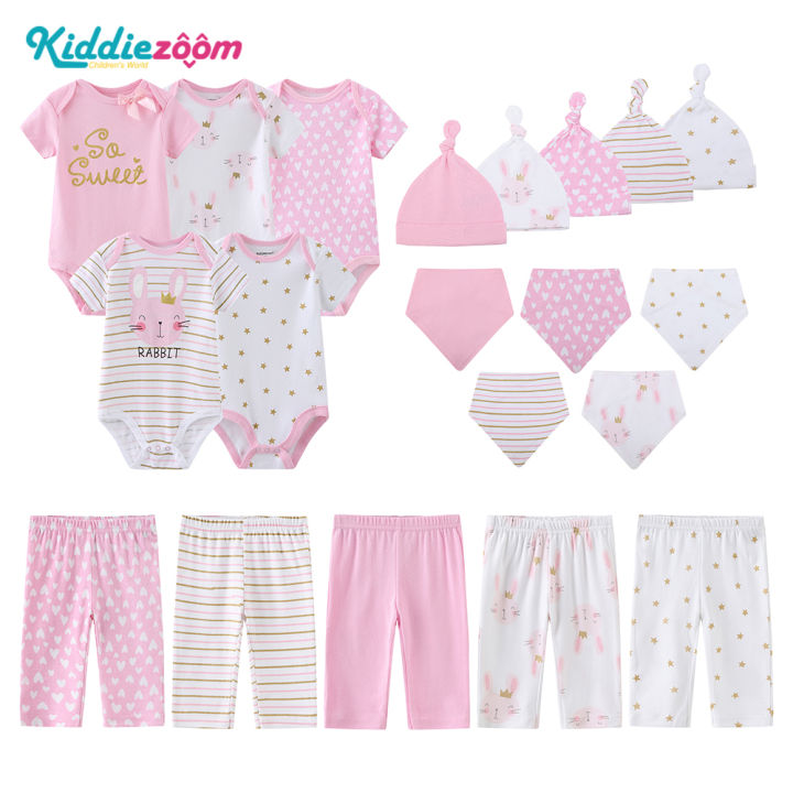 Kiddiezoom Newborn Baby Clothes Set 20 Pieces Baby Gift 100% Cotton Pink  Rabbit Pattern Lazada PH