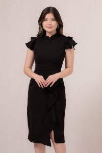 RIMINI -  Dress Cewe Imlek Shanghai Christmas Katun Premium Ruffle Slit XS-XL - Lingling Cheongsam 5246