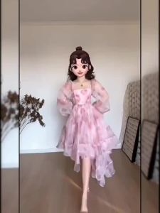 Summer Floral High Quality Fairy Pink Dress Formal Long Dress Gown HT