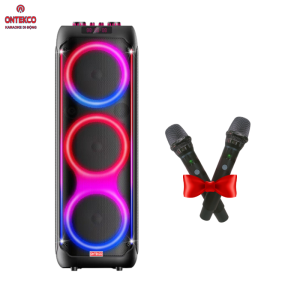 Loa kéo karaoke kèm 2 micro không dây đứng 8312 bass 20 x3 dải đèn led chạy quanh bass nhấp nháy theo điệu nhạc chill thích hợp trà chanh liên hoan hội họp bán hàng ...