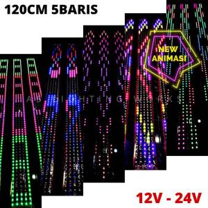 Lampu Strobo kaca running text 5 baris setting text via wifi hp android 12v&24v