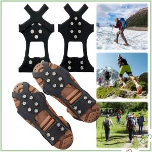 1Pair Shoe Covers 10 Teeth Non-slip Ice Grippers Wear-resistant Gripper Snow Spikes for Snow Walking Climbing Shoes