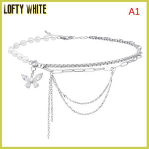 Lofty White สร้อยคอผีเสื้อคริสตัลแวววาวสร้อยคอแบบหลายชั้นที่สวยงามสำหรับผู้หญิงเครื่องประดับแสนสวยเทรนด์2022