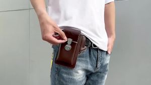 ผู้ชายหนัง F Anny เอวกระเป๋า/ชายศัพท์มือถือเข็มขัดกระเป๋า/แนวตั้งประเภทพวงกุญแจผู้ถือบัตร