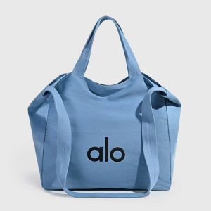 ALO Large Capacity Nylon Tote Bag Women Double Strap Casual Shoulder Handbag For Work Gym Shopping