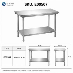 24 Hours Shipping 2 Tier Kitchen Prep Table Full Steel Reinforced Stainless Steel Work Table for Small Stall Home Kitchen Use