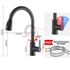 LENODI Kran Sink Mixer Tarik Stainless SUS 304 Hitam/Black/Black Gold/Kran Cuci Piring
