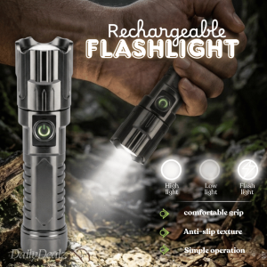 Rechargeable LED Flashlight USB Type-C Torch Light 3 Modes Portable Outdoor Camping Hiking Emergency