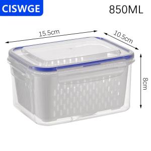[COD] CISWGE AUTOPARTS Trái Cây Rau Bảo Quản Hộp Trong Suốt Hai Lớp Với Cống Giỏ Kín Với Bìa Nhà Bếp Tủ Lạnh Lưu Trữ Hộp