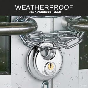 Round stainless steel padlock Heavy Duty Anti Theft Waterproof Weatherproof Outdoor Security Gate Storage Gym Door Lock