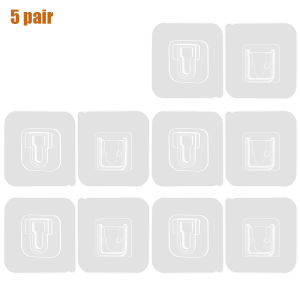 3/5Pairs Double Sided Adhesive Wall Hooks Wall Hanger Transparent Suction Cup Sucker Hook Double-Sided Multi-Purpose Hook