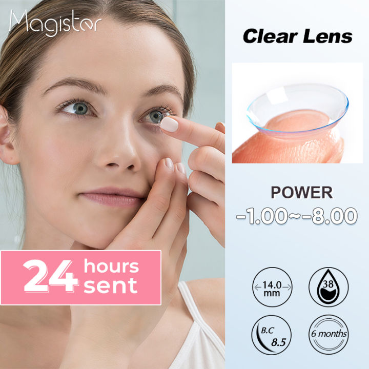 Magister Clear Contact Lens With Power （1.00/8.00）1Pair no Sense of
