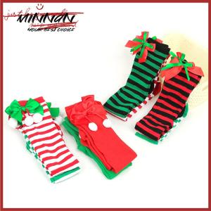 [minnan] Christmas Ornaments Socks Striped Long Stockings Christmas Decorations High Socks for Girls Striped Knee Socks