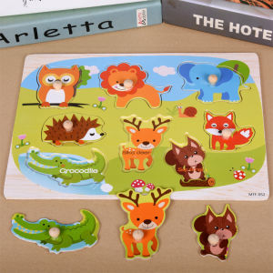Wooden Educational Hand Grip Jigsaw Puzzle Kids & Baby Early Learning Knob Puzzle Toys