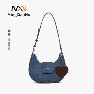 MXN Mingxiannu PU Denim Leather Trending Bag FashionShoulder Women Bag Hand Crescent Bagbag