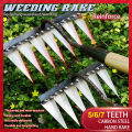 rake with handle kalaykay for garden kalaykay with handle heavy duty Steel Hardened Hoes Gardening Weeding tools Handheld Rake Planting Vegetable Farm Agriculture Tools Five teeth, six teeth, seven -toothed long handles. 