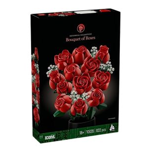 Bouquet Building Blocks Rose Red Fake Flower Decorations Romantic Gift for Girlfriend Home Decor Brick Toys Roses Building Set (822 Pieces)