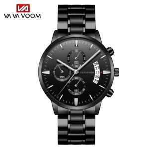 Jam Tangan Pria Kasual Bisnis Premium Waterproof Original Asli Vavavoom New Model Terbaru Stainless Steel Anti Karat Tahan Air Luminous Bercahaya Kalender Aktif Quartz Analog Dial Tipis Aksesoris Arloji Men Watches Cowok Bergaya Tren Kekinian - JR-03