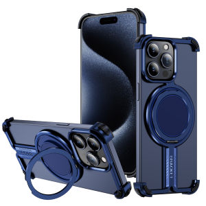 Luxury Metal Titanium Alloy Bracket Phone Case For iPhone 15 14 Plus 14 13 12 15 Pro Max Bracket Phone Case Bumper Cover Metal Phone Case For Iphone 14 15 Pro Max Plus Aluminum Frame Back Panel Phone Cover For Iphone 13 12 14 15 Pro Max Case