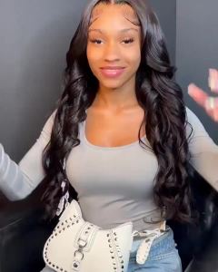 Veally Lace Front Wig Pre Plucked Ready to Wear 13x4 HD Glueless Body Wave Lace Front Wig for Women Natural Looking Synthetic Heat Resistant Fiber Wavy Lace Wig Natural Black