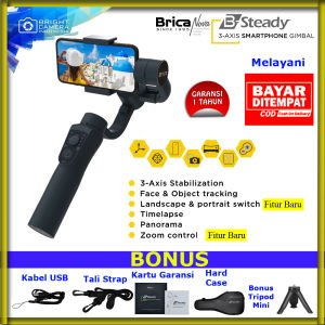 GIMBAL TERLARIS !!! Brica Bsteady 3 Axis Gimbal Stabillizer - Free Tripod Mini - Garansi Resmi 1 Tahun