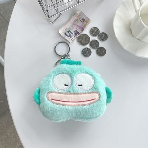 Kawaii Sanrio Doll Plush Bag Keychain Ugly Fish Hangyodon Wallet Cute Coin Purse Pendant Gifts for Girls